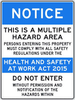 Notice Sign | Multiple Hazard, Persons Must Comply- 450 x 600mm