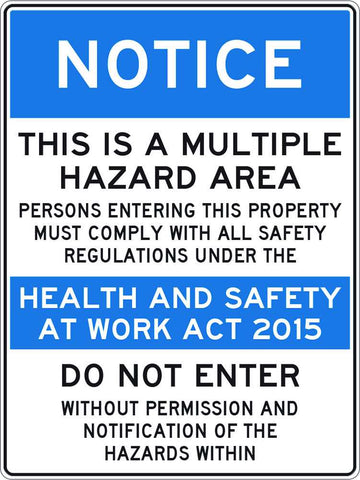 Notice Sign | Multiple Hazard, Persons Must Comply- 450 x 600mm