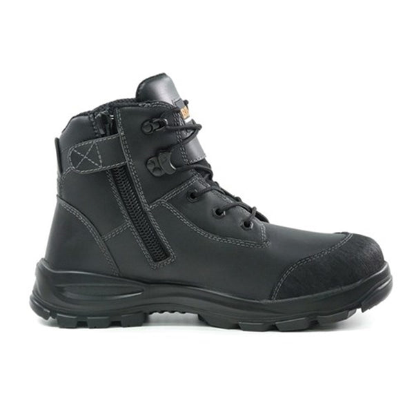 Bison Safety Boots - Black Zip/Lace