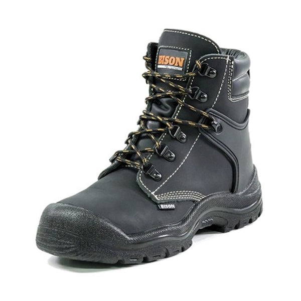 Bison Safety Boots - Black Lace Up