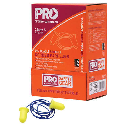 Ear Plugs - 100 Pairs T-Shaped Corded