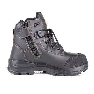 Bison Safety Boots - Black Zip/Lace